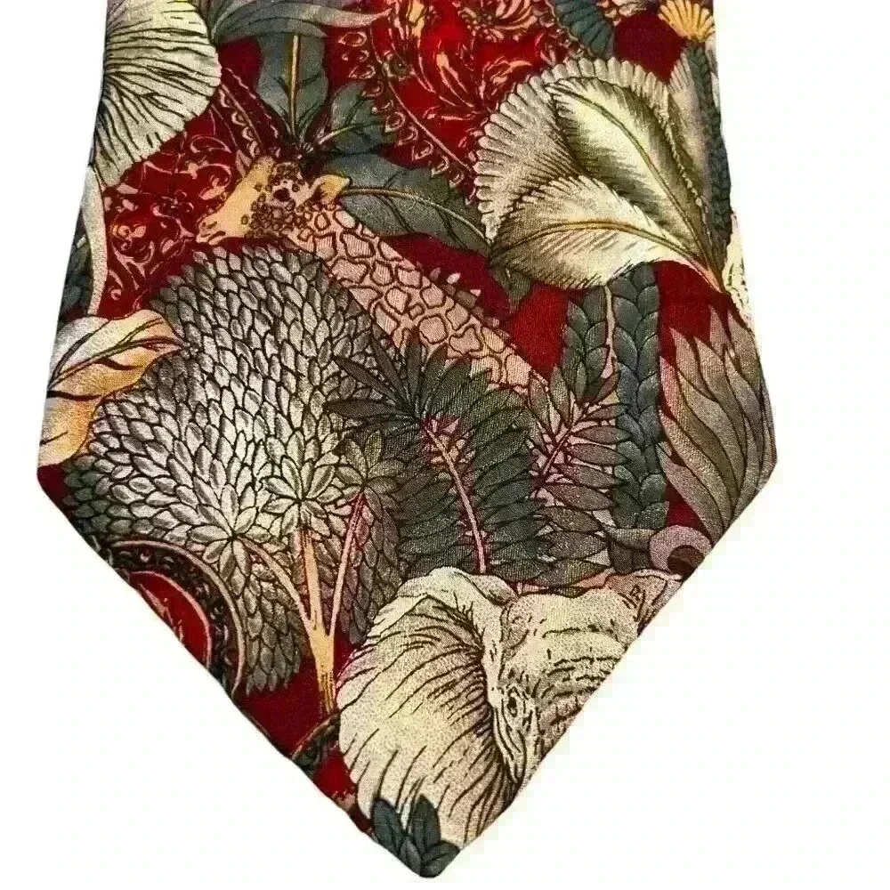 R Juliano 100%‎ Silk Tie Animal Print Business Preppy